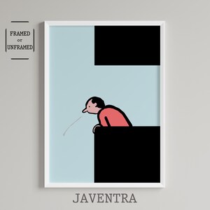Jean Jullien - Escupir / Pósters humorísticos / Lámina de Jean Jullien / Póster divertido / Decoración mural / Arte contemporáneo / Decoración del hogar / Arte pop