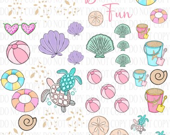 UV DTF Decal Element Sheets caps 29 Beach Fun-