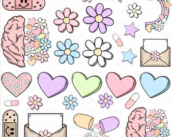 UV DTF Decal Element Sheets caps 11 Mental Health-