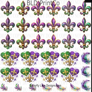 UV DTF Decal Element Sheets caps 64 Mardi Gras-