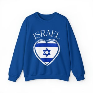 Israel Flag Heart Crewneck Sweatshirt