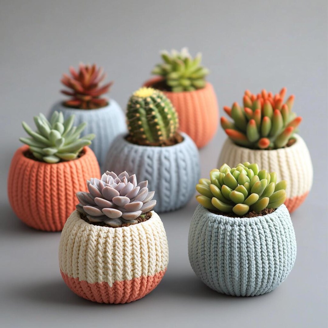 Woven Texture Planters Natural and Elegant Style for Your Plants - Etsy - Miniature Planters With Textured Finishes
