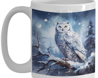 Snowy owl mug, snowy owl coffee mug, gift for snowy owl lover, gift idea for birder
