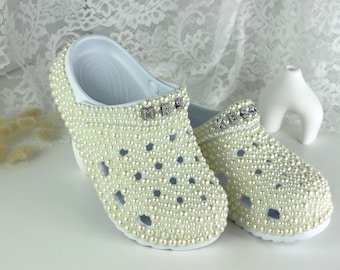 Personalized Bridal Slippers  Handmade Ivory Pearl Wedding Shoes, Comfortable Bride Footwear, Elegant Bachelorette custom