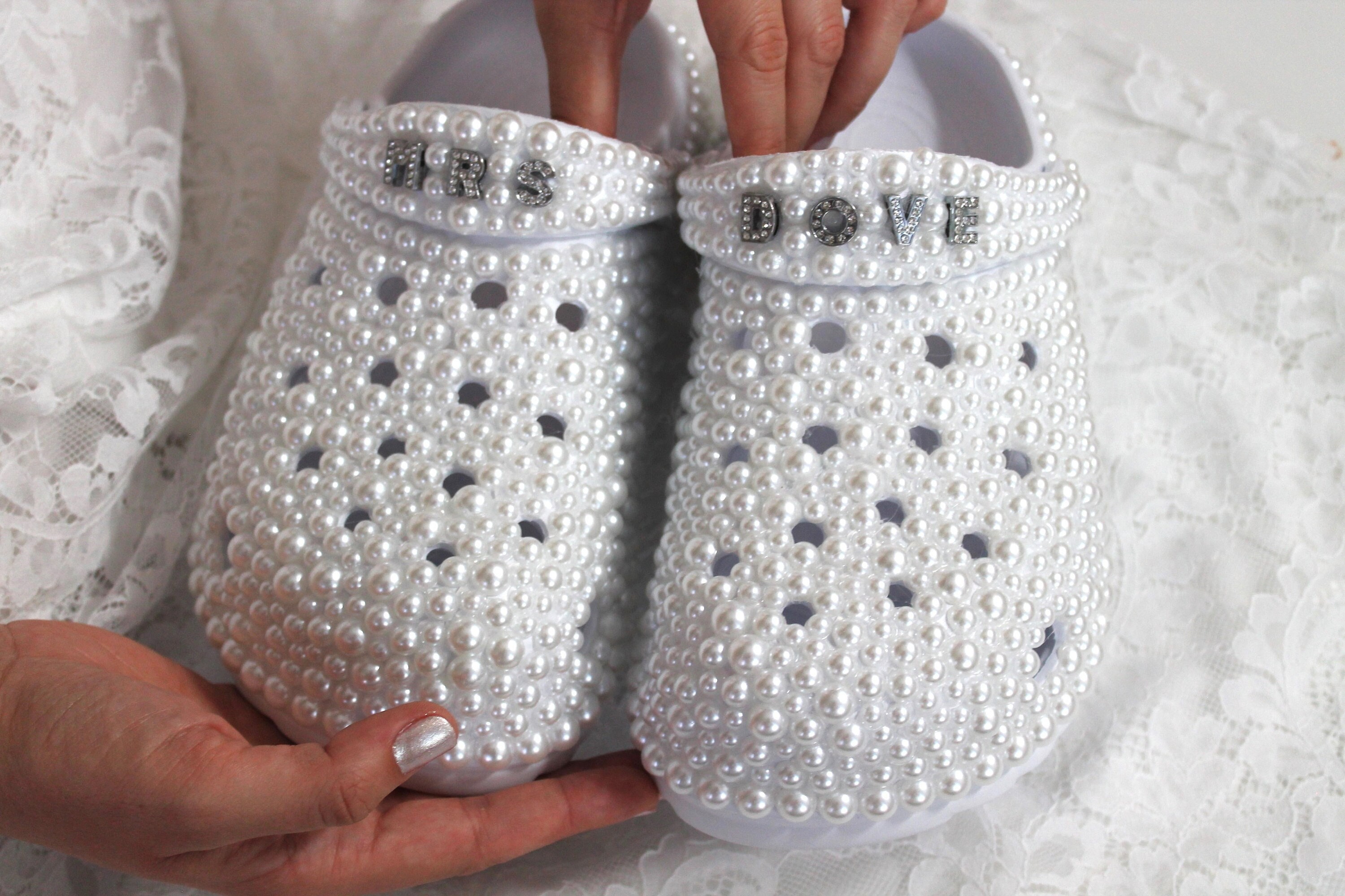 White Bling Crocs RTS Womens Size 7 