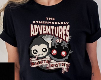 Otherworldy Adventures of Biggy and Mothy, Cryptid Collections T-shirt, Cryptozoologist TShirt, Cryptid Tee, Bigfoot Sasquatch Mothman Shirt