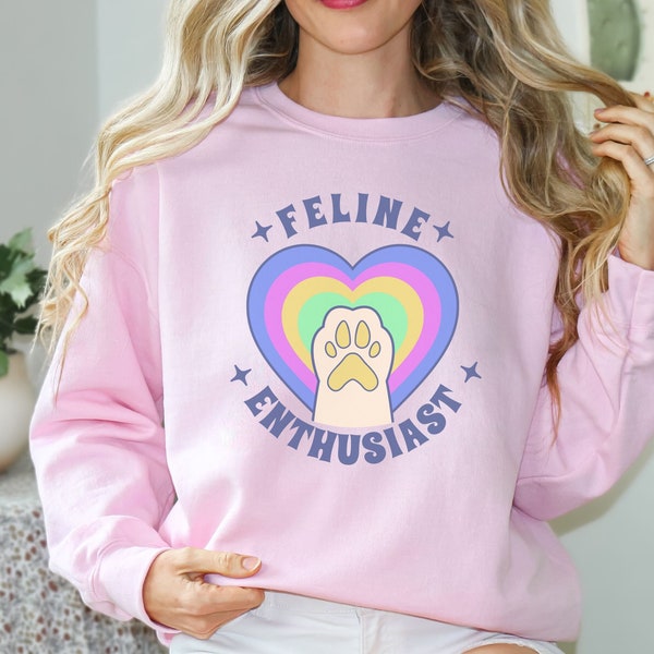 Feline Enthusiast Sweatshirt Sweater, Cat Mom shirt, cat mom sweater, Cat Lover Gift, cat lover sweater, cat lover shirt, Funny Cat crewneck