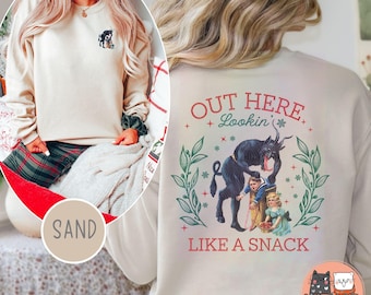 Krampus Christmas Sweatshirt Out Here Looking Funny Christmas Krampusnacht Spooky Christmas Front Back Xmas Krampus Out Here Lookin Sweater
