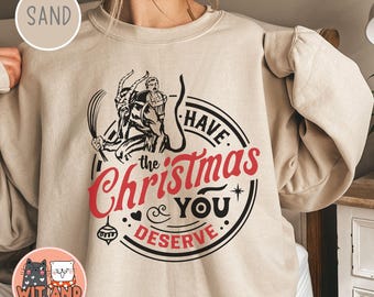 Krampus Christmas Sweatshirt Sarcastic Funny Christmas Krampusnacht Spooky Christmas Crewneck Dark Horror Xmas Krampus Dark Humor Sweater