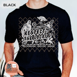Bigfoot Funny Sasquatch Shirt, Outdoor Lover Camping Gift, Hiking T-Shirt, Ufo Shirt, Alien Shirt, Nature Tshirts, Cryptid Shirt Black