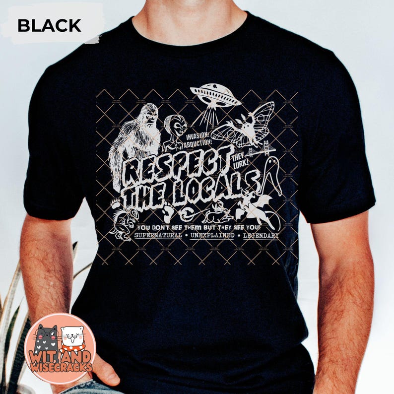 Bigfoot Funny Sasquatch Shirt, Outdoor Lover Camping Gift, Hiking T-Shirt, Ufo Shirt, Alien Shirt, Nature Tshirts, Cryptid Shirt Black