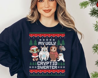 Cryptid Collections Sweatshirt, ugly christmas sweater, Cryptozoologist t-Shirt, Cryptid Shirt, Mothman Shirt, Bigfoot Shirt, alien yeti