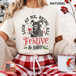 Krampus Christmas Shirt Sarcastic Funny Christmas Krampusnacht Creepy Christmas Dark Horror Xmas Vintage Krampus Dark Humor T-Shirt Tee