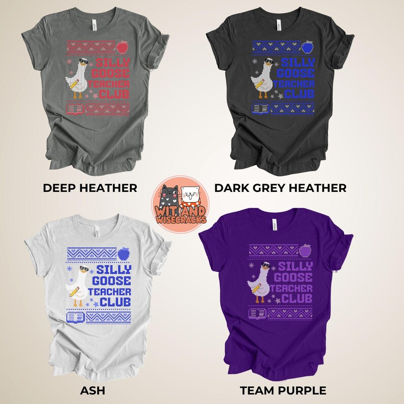 Camiseta del club de profesores de Silly Goose, regalo para profesores, escuela primaria, regalo divertido, fea camiseta navideña, divertida camiseta gráfica, camiseta meme, amante de los gansos imagen 5