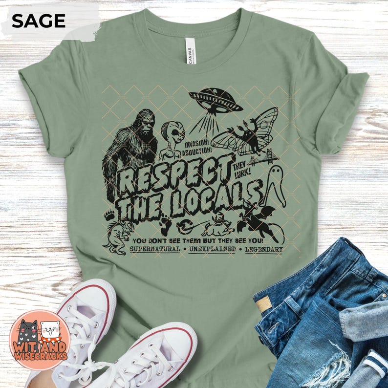 Bigfoot Funny Sasquatch Shirt, Outdoor Lover Camping Gift, Hiking T-Shirt, Ufo Shirt, Alien Shirt, Nature Tshirts, Cryptid Shirt Sage