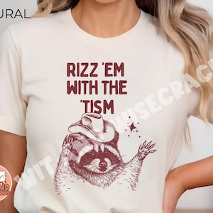 Rizz Em con la camiseta de mapache Tism, camisetas raras de neurodiversidad autista, regalo de camiseta tonta para amigo, regalo de cumpleaños