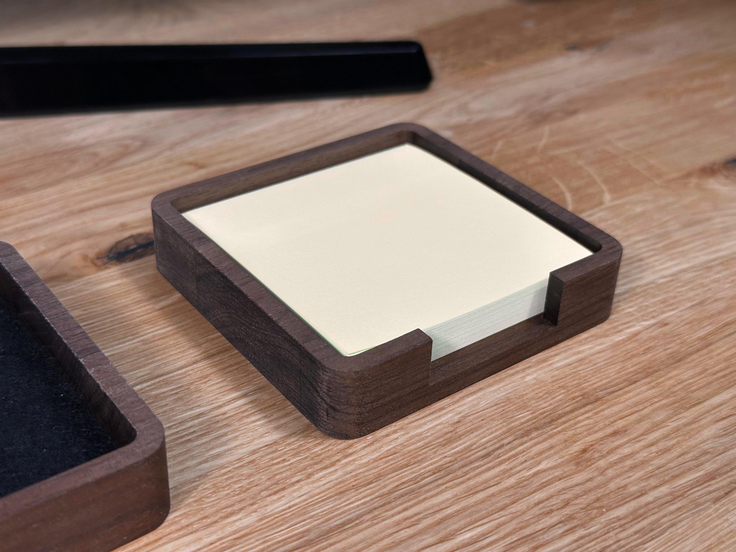 Haftnotizhalter Aus Schwarznussholz 10,5cm - Schreibtisch Organizer Mit Rutschfester Basis