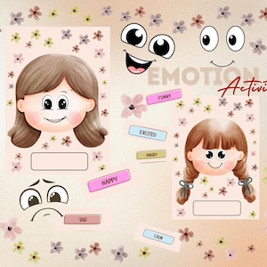 Atividade sobre Emoções para Crianças – Personagens de Meninas e Meninos | Download Digital | Aprendizagem Emocional
