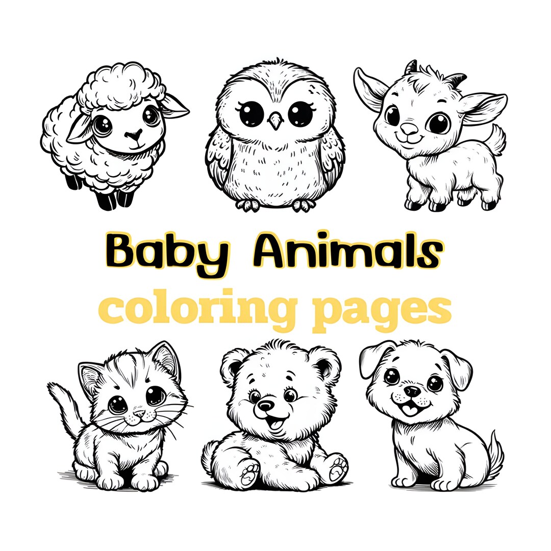 Baby Animals Coloring Pages - Etsy