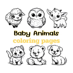 Baby Animals Coloring Pages - Etsy