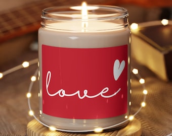 Cadeau de bougie de soja parfumée : design d'amour, combustion de 50 à 60 heures