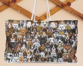 Dog Breed Print Weekender Bag: Oversized Travel Tote