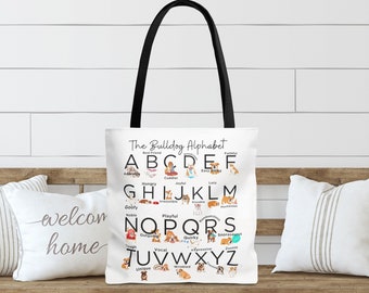 Sac fourre-tout alphabet bouledogue : cadeau pour maman bouledogue
