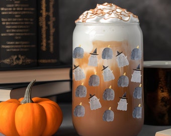 Halloween Ghost Sipper Glass, 16oz Tempered Glass Can