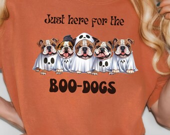 Chemise fantôme bouledogue d'Halloween, t-shirt boo-dogs couleurs confort