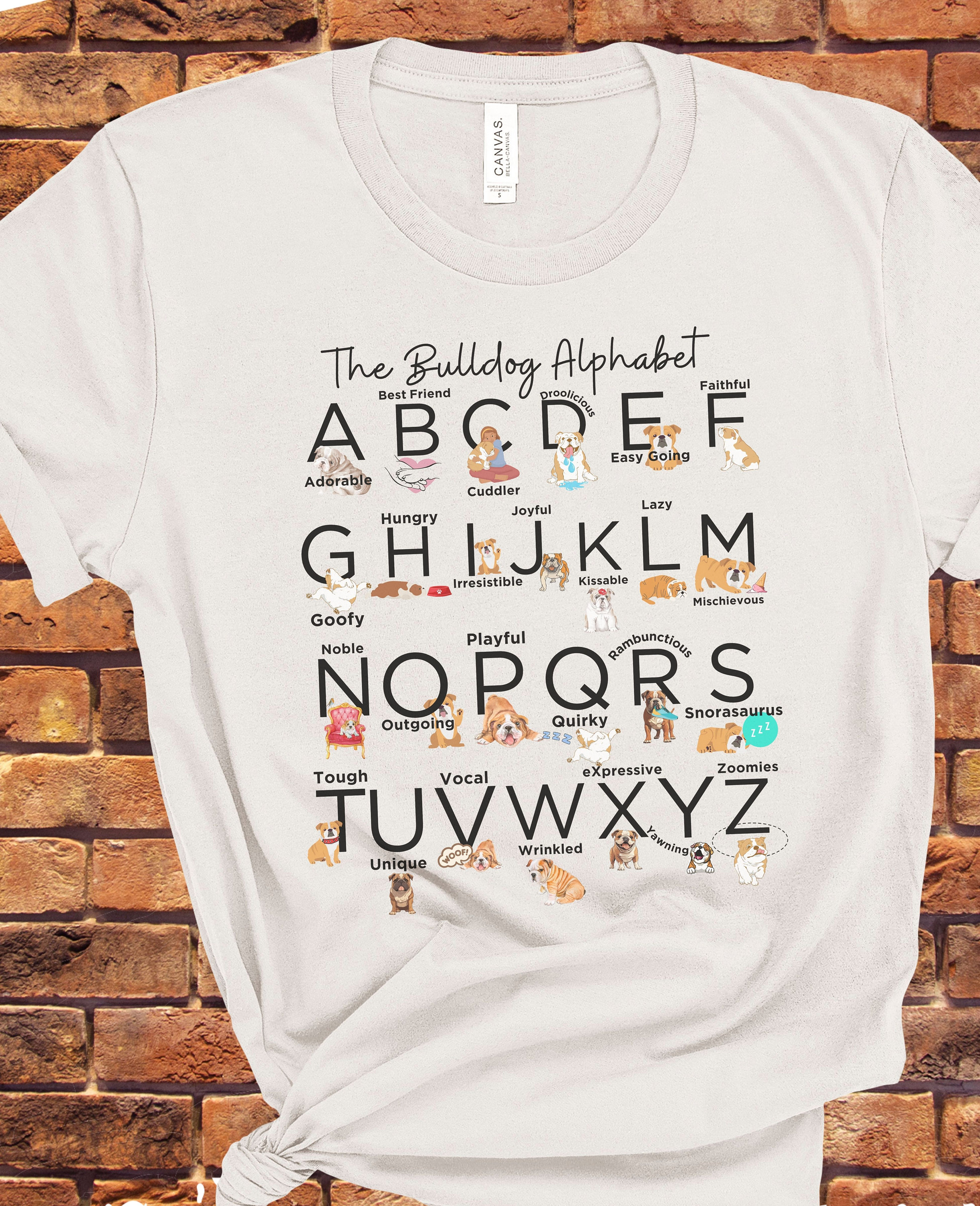 Bulldog Alphabet Unisex Shirt for bulldog lover tshirt for bulldog mom gift for bulldog mom shirt