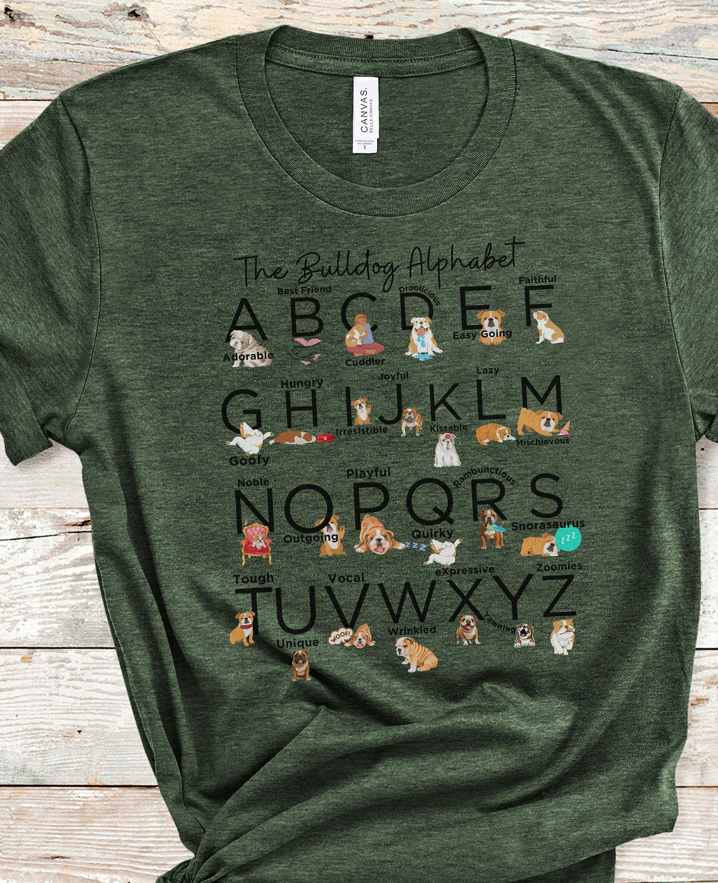 Bulldog Alphabet Unisex Shirt for bulldog lover tshirt for bulldog mom gift for bulldog mom shirt