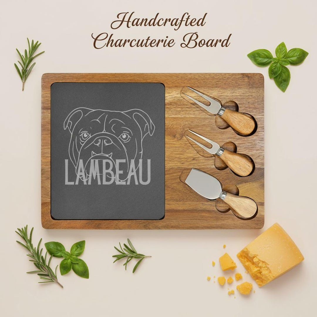 Personalized Dog Charcuterie Board: Engraved Acacia Wood & Slate - Etsy