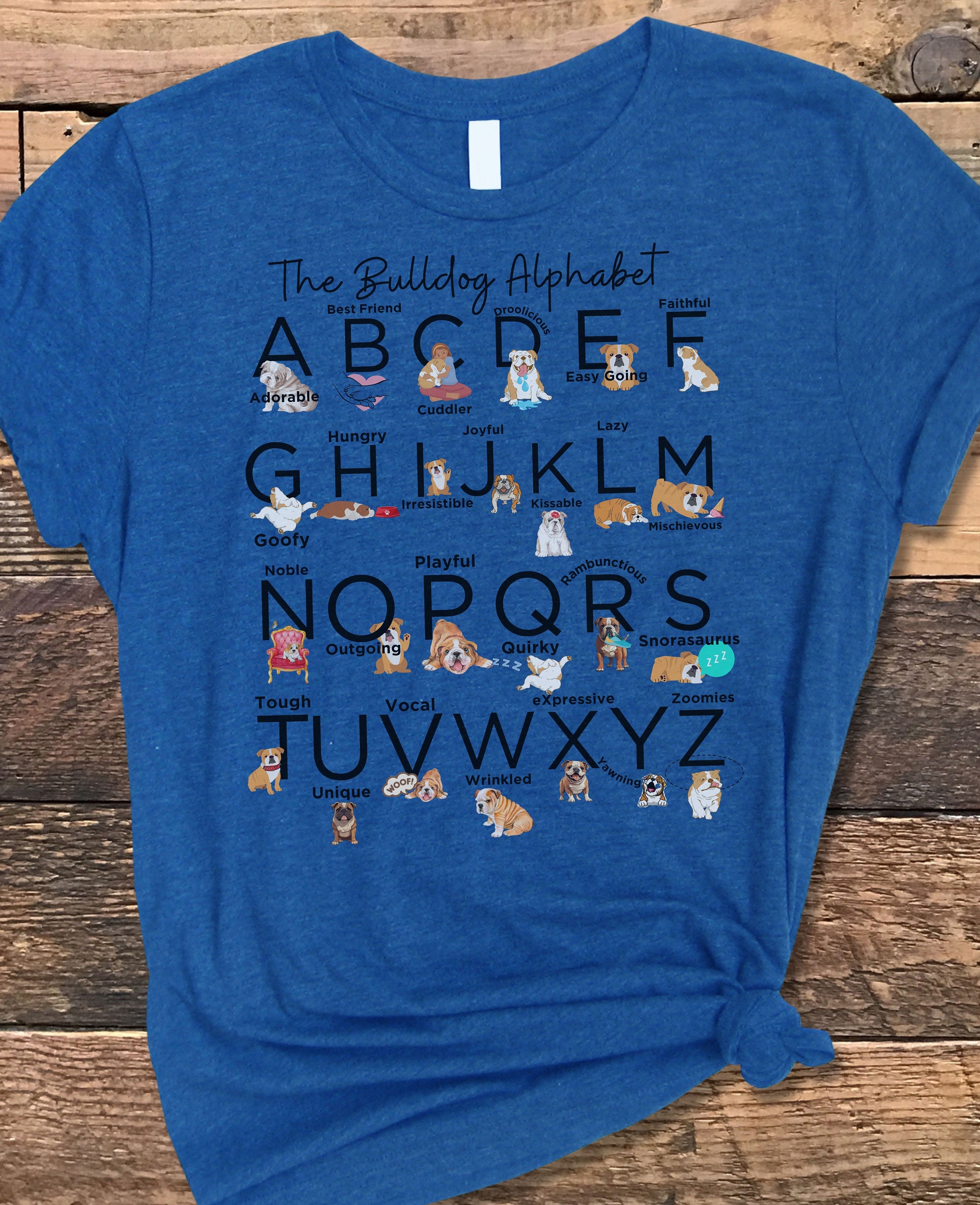 Bulldog Alphabet Unisex Shirt for bulldog lover tshirt for bulldog mom gift for bulldog mom shirt