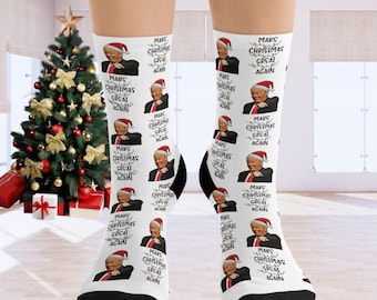 Chaussettes de Noël Trump amusantes, vêtements de vacances fantaisie