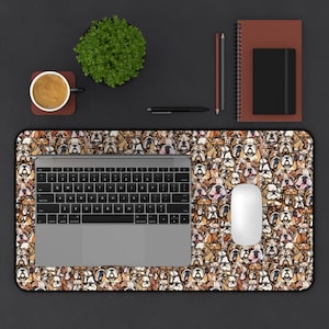 English Bulldog Collage Desk Mat, Gift for Bulldog Owner, Office Table Protector, Bulldog Lover Gift, Dog Desk Accessories, Dog Mouse Pad