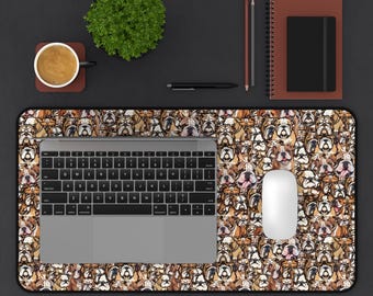 Tapis de bureau collage bouledogue anglais : décoration de bureau en néoprène