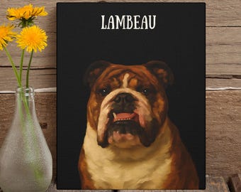 Personalized Dog Portrait Canvas: Lambeau Style Pet Wall Art