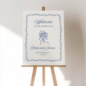 Vintage Floral Wedding Welcome Sign: Elegant Whimsical Garden Signage (Editable Canva Template)