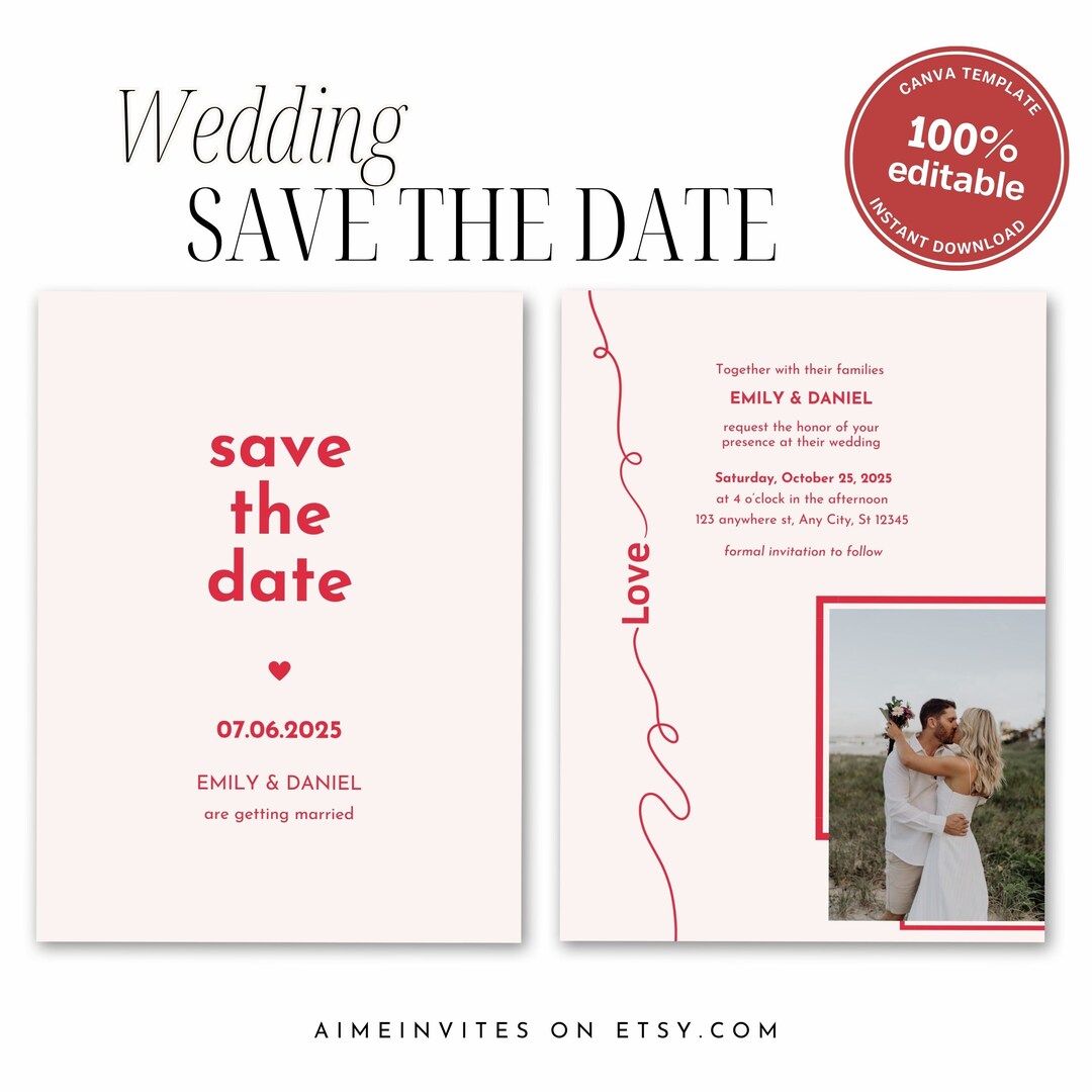 Wedding Save the Date Template, Printable Wedding Save the Date Card ...