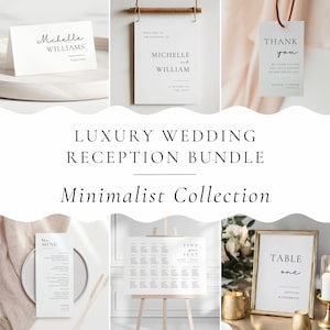 Minimalistisches Hochzeitsfeier-Bundle, moderne bearbeitbare Hochzeitseinladungsvorlage, druckbare Hochzeitsschilder, Hochzeitsbeschilderung, sofortiger Download