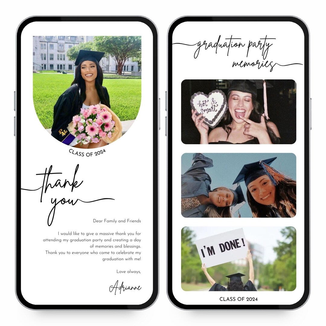 Minimalist Graduation Thank You Card Template, Digital Graduation Thank ...