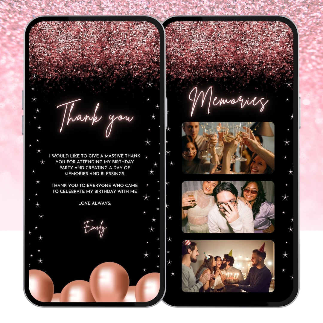 Party Note Birthday Party Thank You Note Template, Electronic Birthday Thank You ...