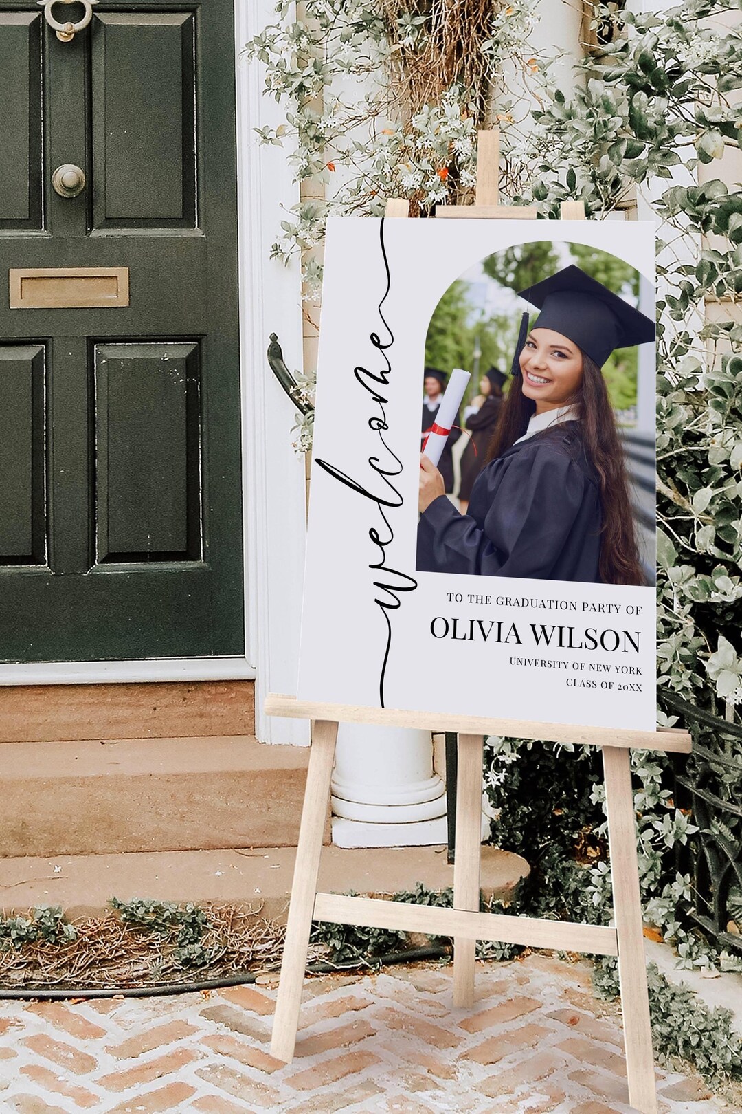 Graduation Digital Sign Minimalist Graduation Welcome Sign With Photo: Senior Grad Party ...