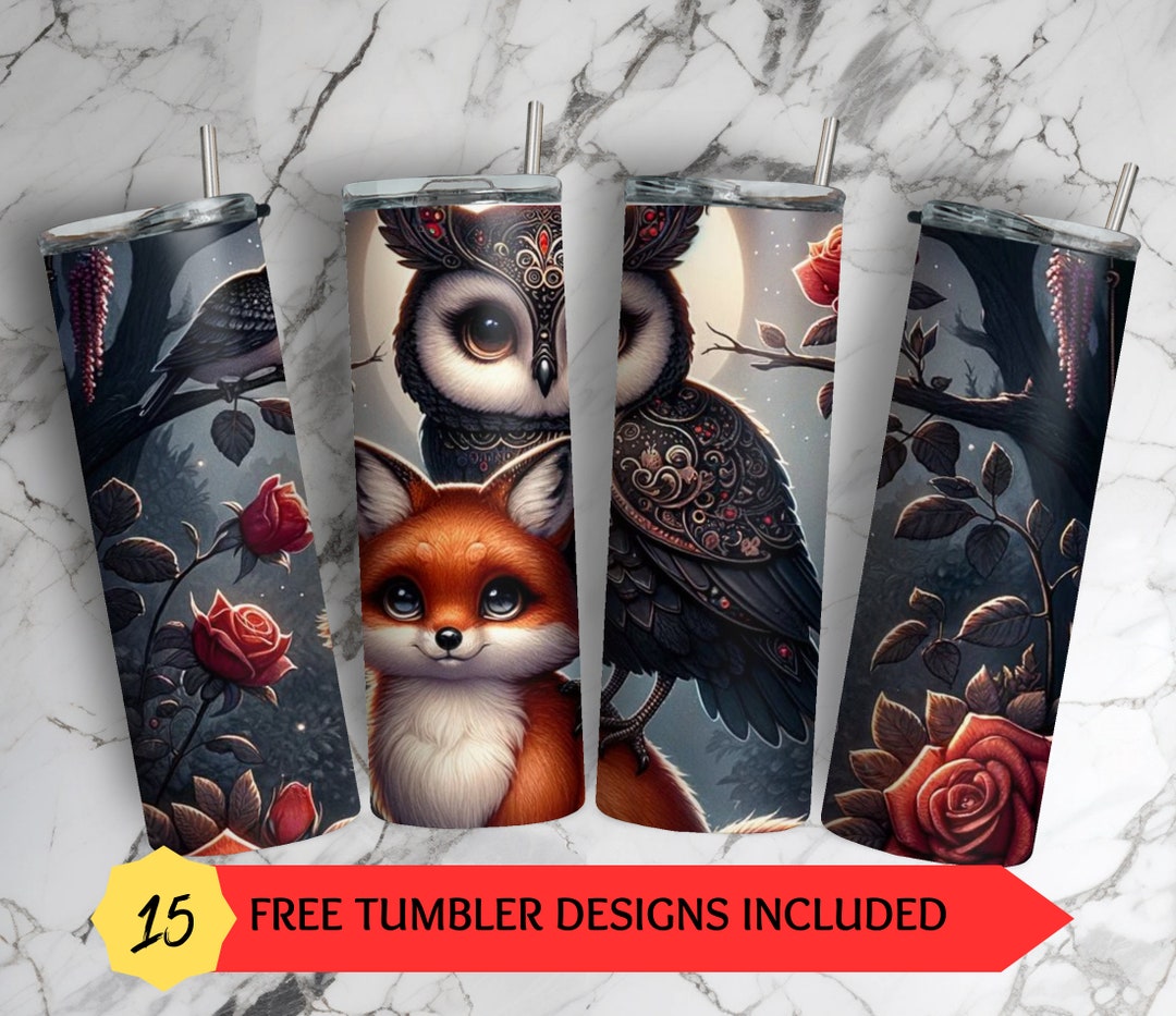 Owl and Fox Dark Rose Main File Main File 20 Oz Skinny Tumbler ...