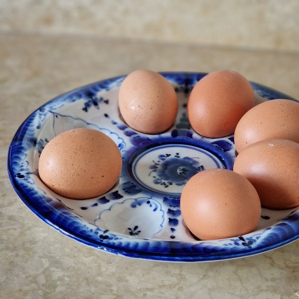 Vintage Teller für Eier Anbieteschale Zwiebelmuster blau handbemalt Porzellan Osterdeko Frühlingsdeko Landhaus cottage