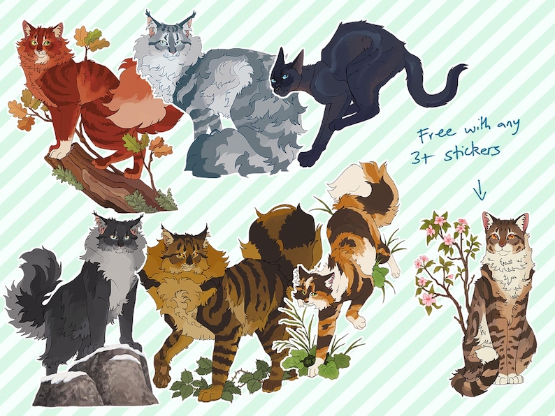 The New Prophecy Warrior Kitties Stickers - Etsy