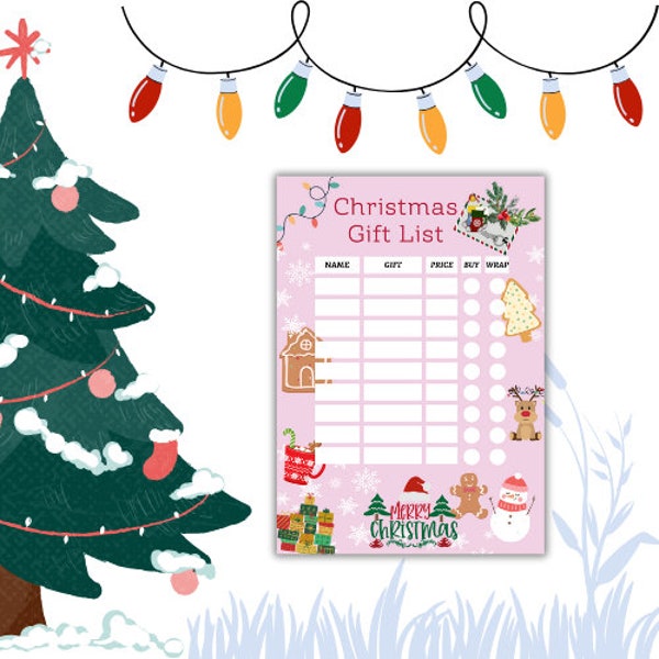 Weihnachtsgeschenkliste Printable | Geschenk Tracker | Geschenk Planer Printable | Weihnachten Wunschliste | Weihnachtsgeschenk-Wunschliste|Leere PDF|Schreib dich selbst