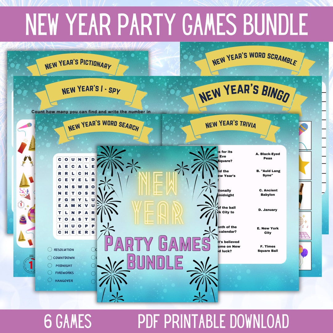 Printable New Year Party Game Bundle New Year Bingo New Year Etsy