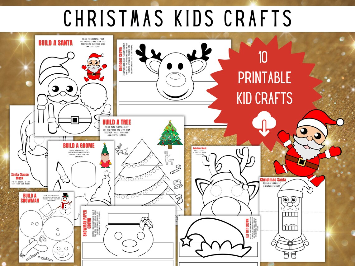 Printable Christmas Kids Crafts, Crafts for Christmas Party, Holiday ...
