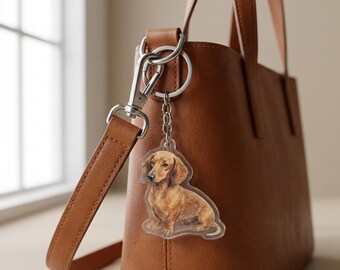 Dachshund Red Watercolor Style - Acrylic Keychain